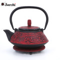 cast iron teapot with base and filter enamel coating